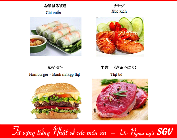 Từ vựng tiếng Nhật về các món ăn