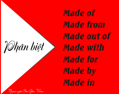 Sài Gòn Vina, Phân biệt MADE OF, MADE FROM, MADE OUT OF, MADE WITH, MADE FOR, MADE BY và MADE IN